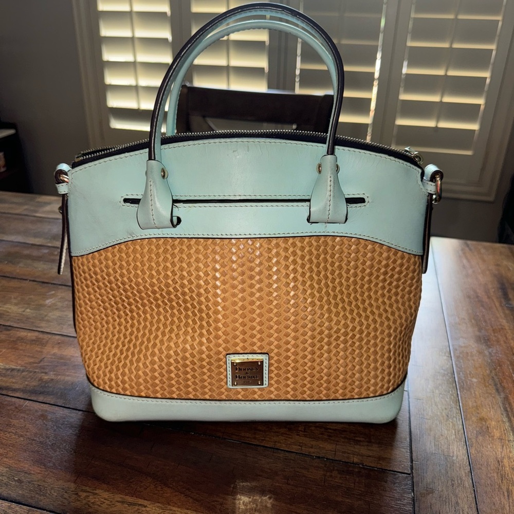 Rare Dooney & Bourke shoulder bag. Light teal and brown.  Great condition!!!